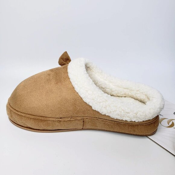 NWT Kooba Tan Bow Front Furry Ankle Memory Foam Slippers XL - Picture 4 of 8